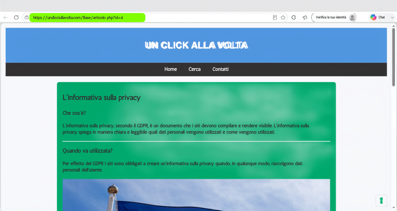 Esempio di barra degli indirizzi del browser